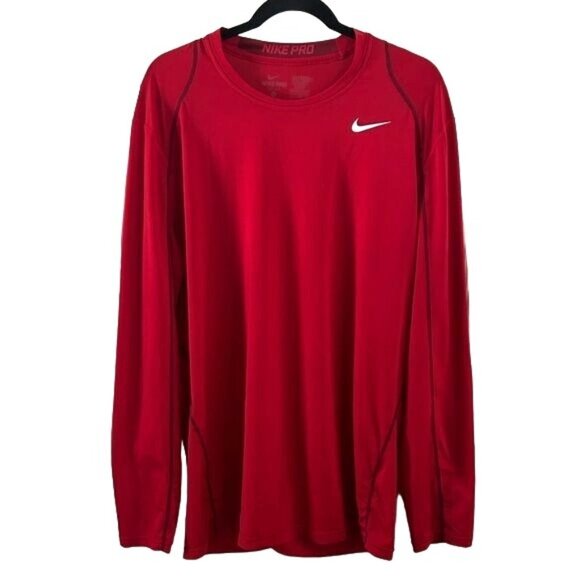 Nike Pro Dri-Fit Red Fitted Base Layer Sz XL Men’s - Picture 1 of 15